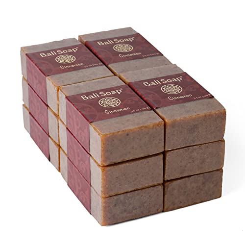 Bali Soap - Cinnamon Natural Soap - Bar Soap for Men & Women - Bath, Body and Face Soap - Vegan, Handmade, Exfoliating Soap - 12 Pack, 3.5 Oz each