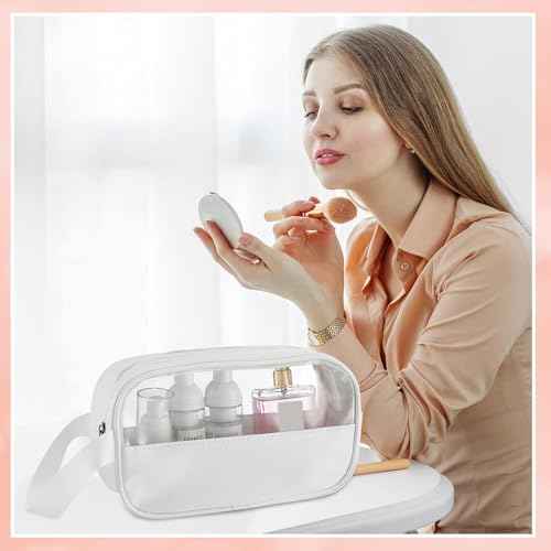 Tanlade 18 Pcs Clear Cosmetic Bags Bulk, Translucent Makeup Toiletry Bag for Women Waterproof Portable Cosmetic Bag Set Traveling Make up Organizer(White)