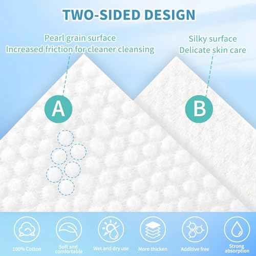 ataraxia Disposable Face Towels XL, Cotton Clean Towel for Face Travel Pack of 100, 10x12'' Extra Thick Soft Facial Cleansing Towelettes Wipes for Drying | Washing | Skin Care (2 Pack)
