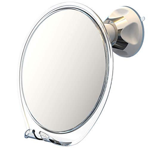 Luxo Shower Mirror, Shaving Mirror with a Razor Holder for Shower and Powerful Suction Cup - Shatterproof Shower Mirror fogless for Shaving, fogless Mirror for Shower and Tweezers