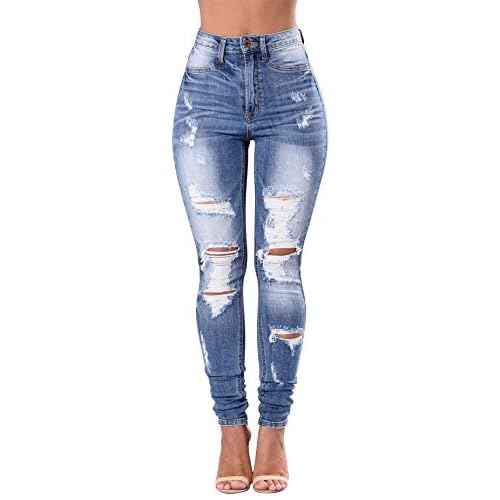 Women's High Waisted Jeans for Women Distressed Stretch Jeans for Women Ripped Butt Lift Jeans Denim Pants