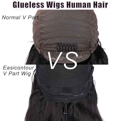 V Part Wig Human Hair Body Wave Upgrade Glueless Wigs Human Hair U part Vpart Human Hair Wig Beginner Friendly Real Hair wigs for Women 180% Density 22 Inch