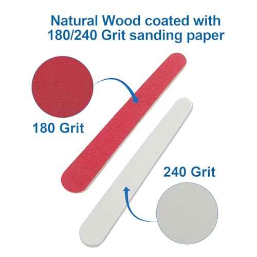mini Nail Files (100 Pack), 180/240 Grit Wooden Emery Board Nail File Double Sided Small Wood Emory Fingernail Files for Natural Nails Professional Reusable Manicure Pedicure