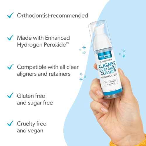 EverSmile AlignerFresh Original Clean Foam ? Cleaner Compatible w/Invisalign and All Clear Aligners & Retainers ? Eliminates Bacteria, Whitens Teeth, Fights Bad Breath ? 25ml (1 Pack)