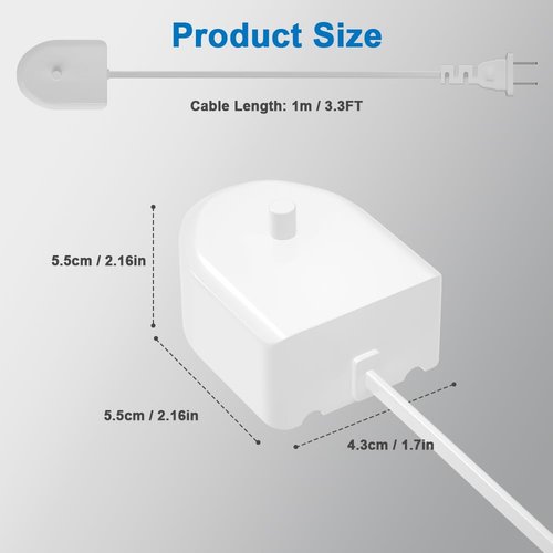 Replacement Charger Base for Philips Electric Toothbrush HX6100, Teeth Brush Charger for Philips Sonicare HX3000 / HX6000 / HX8000 / Part of HX9000 Series, Waterproof IP67 Portable Travel