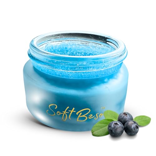 SoftBeso by AlignerOff Sugar Lip Scrub ? Blueberry Lip Exfoliator & Moisturizer for Dry, Chapped Lips ? Hydrating Sugar Scrub for Smooth Lips ? For Men & Women ? Ideal for Gifting