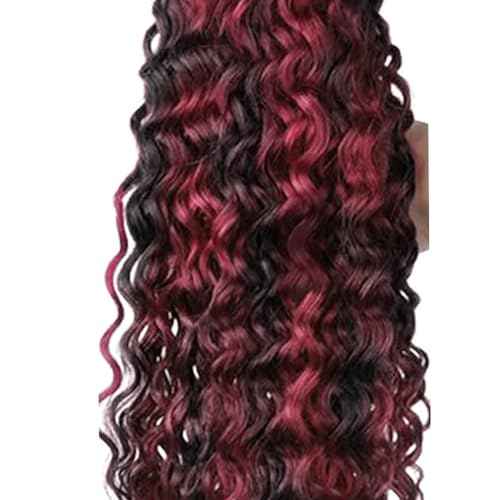 26 28 30 inch Human Hair Bundles P1B/99J Deep Wave Human Hair Bundles Brazilian Unprocessed Virgin Hair 3 Bundles Two Tone Black Mixed With Burgundy Quick Weave for Black Women