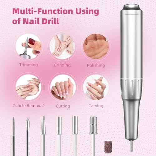 Professional Electric Nail Drill Machine, KYOEON Portable 50000 RPM Nail Drill Tools Kit Supplies with Accessories for Women High Speed Nail File Art Tools for Nail Techs or Salon Home