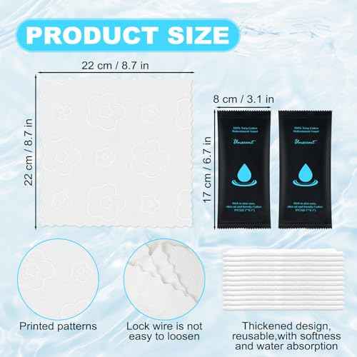 Moist Cotton Towel Bulk Moist Towelettes Individually Wrapped 8.7" x 8.7",White Towel Services,Refreshment Pre Moistened Towels for Travel Sport Party Spa Dentist (1 Count (Pack of 200), Unscented)
