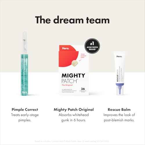 Mighty Patch Original Patch from Hero Cosmetics - #1 Hydrocolloid Acne Pimple Patches for Face, Shrinking Zits & Whiteheads in 1 Use, Nighttime Spot Pimple Stickers for Face, 75 Count