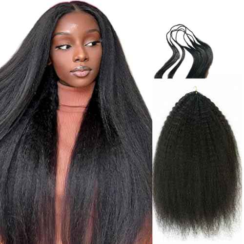 Knotless Pre-Separated Crochet Hair extensions Afro Kinky Straight hair feather crochet 100% human hair extensions for Women Natural Color 16 Inch 120g