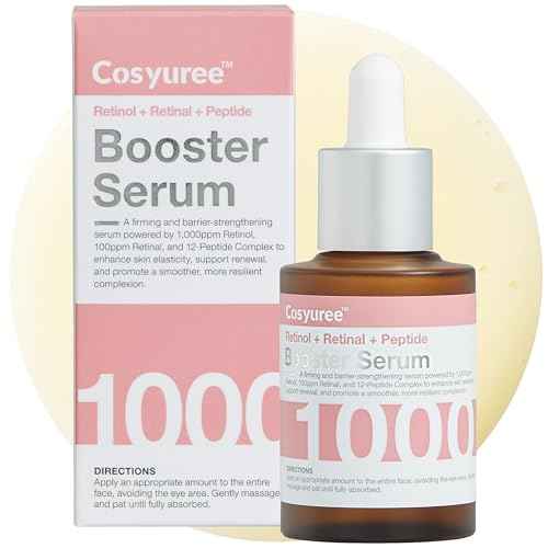Retinol + Retinal + Peptide Booster Serum ? 1,000ppm Retinol, 100 ppm Retinal, Anti-Aging Face Serum with Peptides, Hyaluronic Acid, Niacinamide & Collagen, Fragrance-Free, 30ml (1.01 fl oz)
