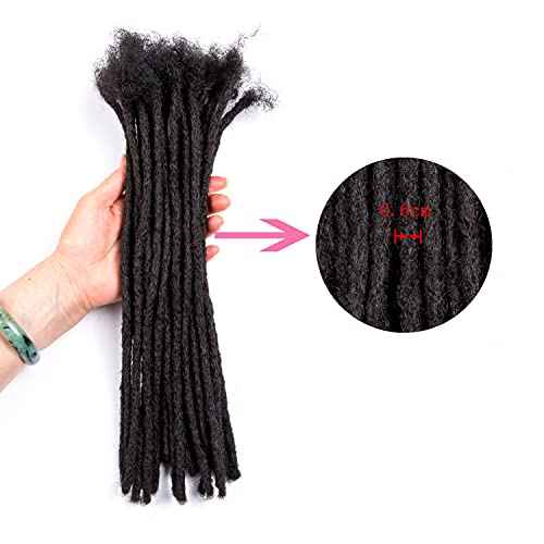 Crochet Dreadlocks Extensions 10 Inch 40 Strands 100% Human Hair Locs Extensions All Handmade Crochet Permanent Loc Extensions Diameter 0.6 cm Natural Black Color (10 Inch, 40 Strands)