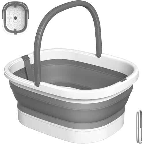 Nekteck Foot Soaking Tub Collapsible Bucket for Foot Bath Soak Tub, Foot Basin Foot Soaker with 138 Acupressure Nodes and Pumice Stone for Feet Massager Pedicure Foot Spa, Gifts for Men Women Dad Mom