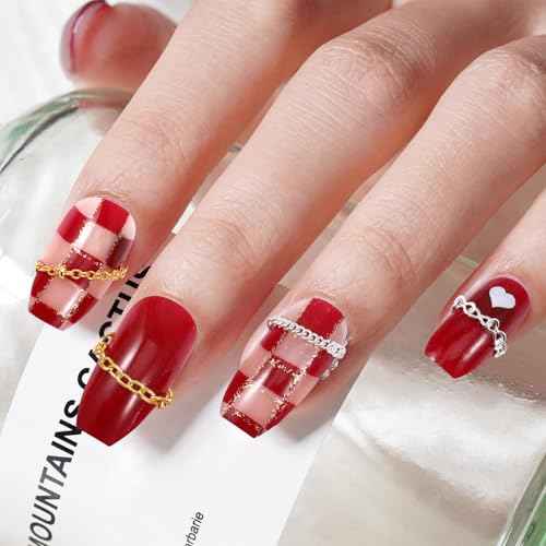 12 Strips Metal Nail Art Chains Gold & Silver Nails Decorations with Box Stainless Steel Nails Accessories Nail Jewelry Chains for Manicure Decoration & DIY£¨11 Inch£©