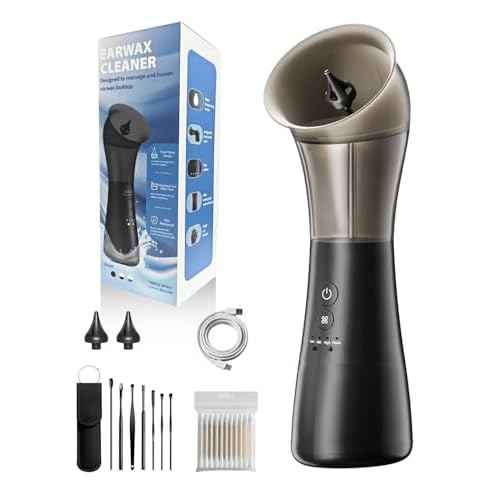 Ear Wax Removal Kit with Integrated Waste Tank, Safe Water Ear Cleaner with Temperature Sensor, 4 Pressure Modes for Varying Earwax Levels ? Effective Smart Electric Ear Cleaning for Family Use