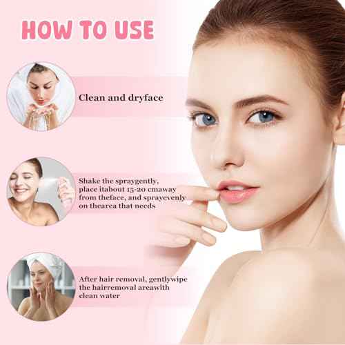 2Pack Hair Identifier Spray for Face Shaving, Moisturizing and Skin Care Dermaplaner Spray,Skin Body Hair Identifier Comfortable Face Shaving Powder (Pink 2pack 01)