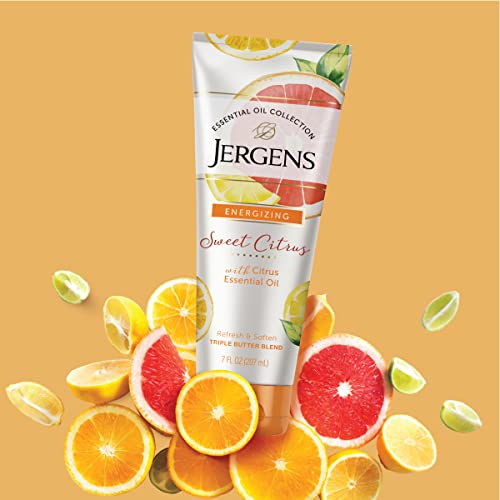 Jergens Sweet Citrus Body Butter Body and Hand Lotion, Moisturizer, 7 Ounce Lotion with Essential Oil for Indulgent Moisturization