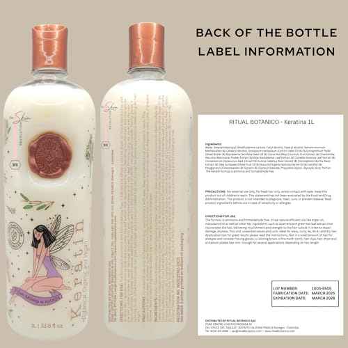 Ritual Bot?nico Keratina Org?nica | Treatment to Straighten, Repair and Relax Hair | All Natural, Organic & Vegan Ingredients | Product of Colombia| Keratin Large, 1 Liter/33.8 Fl Oz