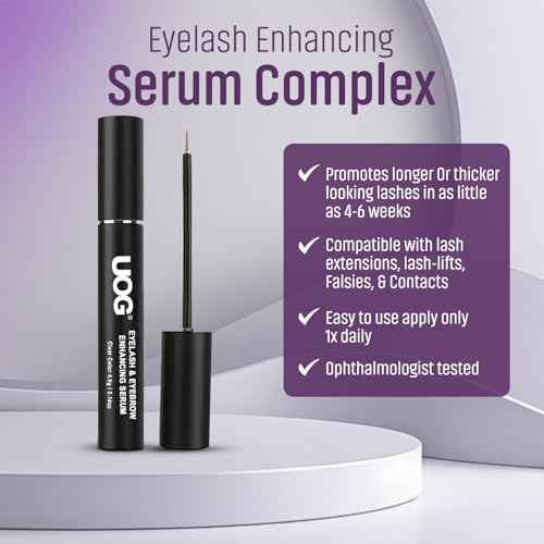 UOG (United One) Eyelash Enhancing Serum Complex. Advanced Eyelash Conditioner. Allergy Free. Longer, Stronger. Thicker & more Defined-looking lashes. Any Skin Types, 6-month Supply (4mL)