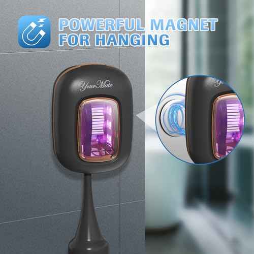 YourMate Rechargerable UVC Toothbrush Sanitizer Case Pro Compatible with Electric Toothbrush Heads/Regular Toothbrushes Travel Toothbrush Covers Case Magnetic Holder for Houshold/Traveling Black