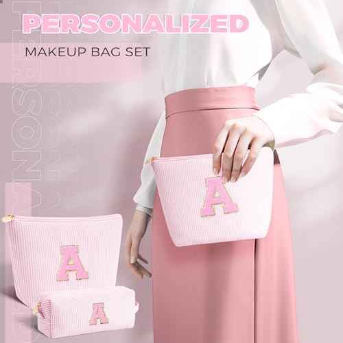Birthday Christmas Gifts for 10 11 12 13 14 15 16 17 18 Years Old Girl,Stocking Stuffers Makeup Bag Cosmetic Bag Set,Teen Girls Teacher Gift Trendy Stuff Toiletry Bag for Women - Pink,A