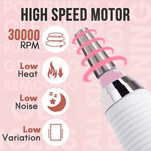 Makartt Nail Drill Handpiece for Malory, 30000RPM Rechargeable Electric File Machine Replacement for Manicure Art Tool, Professional Gel Polish Acrylic Powder Remover