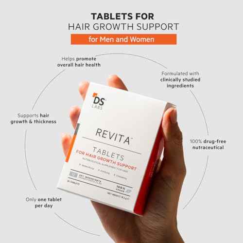 DS Labs Revita Hair Density Support Tablets - Daily Hair Wellness Supplement with Biotin, Zinc, Iron, Vitamin D, Magnesium & Melatonin, for Men & Women, 90 Tablets
