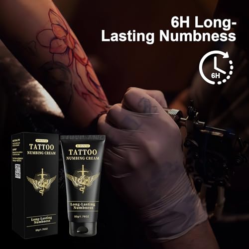 Tattoo Numbing Cream 6x Numbing Maximum Strength, Fast-Acting Pain Free for Tattoos, Piercings, Microneedling, and Cosmetic Procedures - Long-Lasting 1.76oz