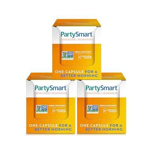 Himalaya PartySmart, 10 Individual Capsules - Alcohol Breakdown Liver Support for a Better Morning After Drinking - Plant Based, Vegan, Non-GMO, Gluten Free, Clinically Studied (Pack of 3)