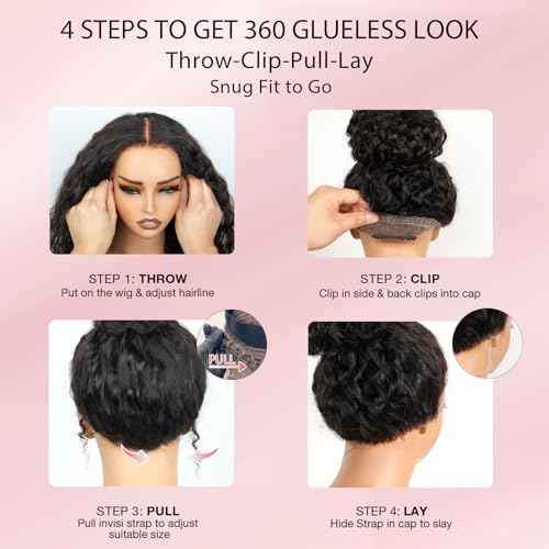 360 Lace Front Wigs Hman Hair Body Wave 360 Drawstring Human Hair Wig Glueless Pre Plucked HD Lace Pre-Bleached Knots Pre-Cut Natural Hairline (Natural Black, 18 inches)
