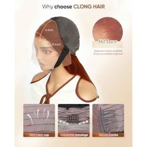 Ginger Orange Body Wave HD Lace Frontal Wigs Human Hair£¬200% Density 350# 13X4 Lace Front Wigs Human Hair Pre Plucked for Women 18inch