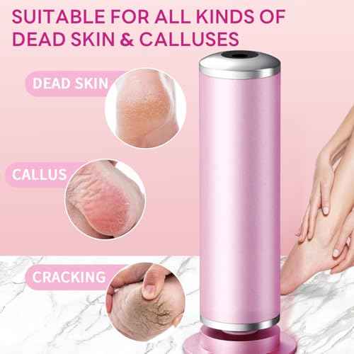 Dermave Electric Foot Callus Remover, 800RPM Electric Foot File Callus Remover for Feet with 60 pcs Sandpaper Discs, Stepless Speed Professional Foot Scrubber Pedicure Tools for Dead Skin and Calluses