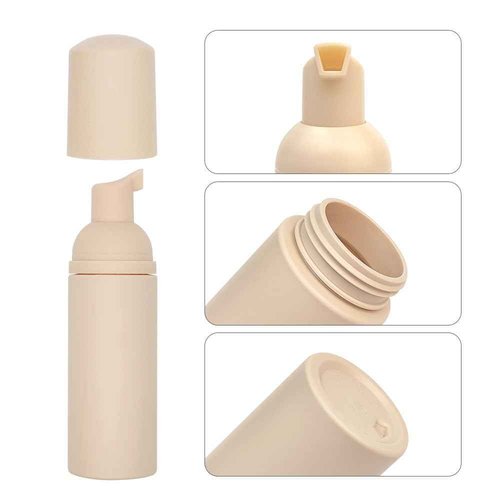 Beeutemaker Foam Pump Bottle (Nude), Empty Travel Size Foam Dispenser Pump for Soap Shampoo, Lash Cleanser(60ml/2oz, 3PCS)