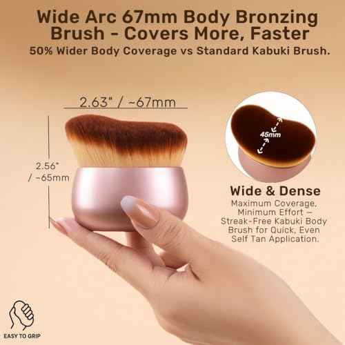 Self Tanner Brush ? Extra Large Kabuki Applicator for Self Tanning, Sunless Tanning & Body Foundation | Streak-Free Arc Design for Flawless Full Coverage on Legs, Arms, Back, Chest, Face & Feet