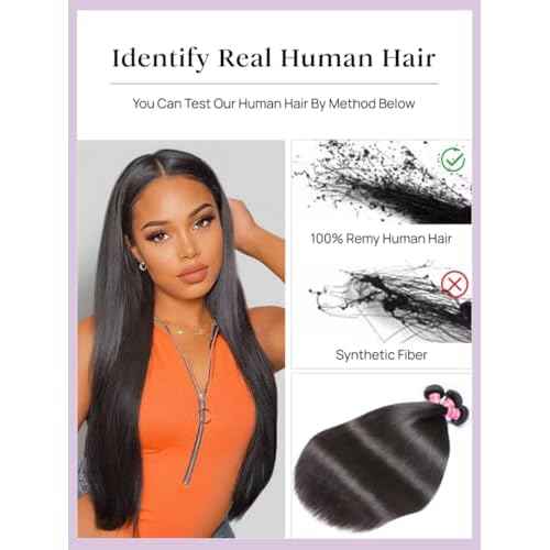 YIROO Yaki Straight Human Hair Weave 3 Bundles 12A Kinky Straight Double Wefts for Women Unprocessed Real Virgin Hair Sew In Human Hair Extensions Cllip In Light Yaki Natural Black Color 10 12 14Inch