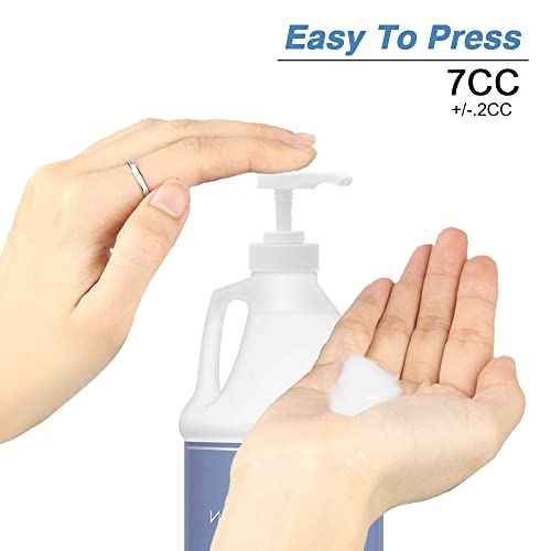 24 Pack Gallon Jug Pump Dispenser 38-400 White Pump - 7cc Lotion Shampoo Pump Top Replacement, Fits 1 Gallon Bottle 64oz 128oz Hand Sanitizer Containers, Plus Labels