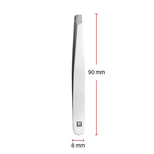 ZWILLING Slant Tweezer (plucking eyebrows, removing splinters, hand-finished, roughened tips), Polished, Silver, 3.5 inch