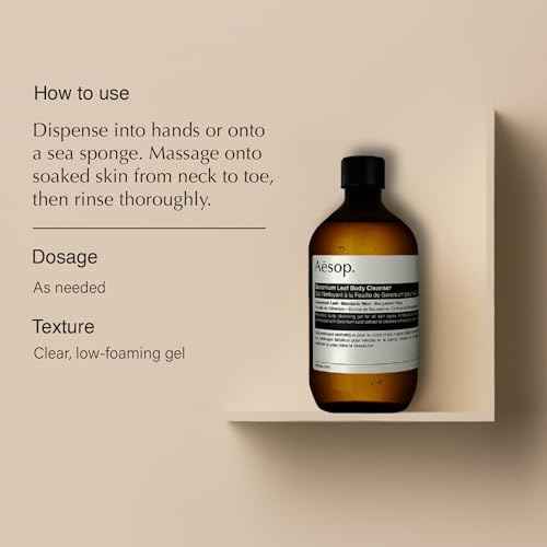 Aesop Geranium Leaf Body Cleanser Refill | Invigorating Gentle Cleansing Gel | Green, Citrus, Fresh | 16.9 fl oz