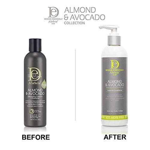 Design Essentials Almond & Avocado Moisturizing & Detangling Leave-In Conditioner for Curly Hair, 34 Ounce