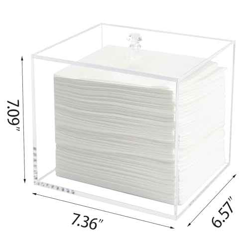 Weiai Face Towel Box, Acrylic Facial Disposable Towelettes Holder Container for XL Face Towels and Protects from Dust, Clear