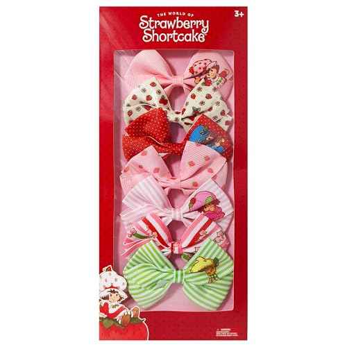 LUV HER Strawberry Shortcake Alligator Hair Clips for Kids ? 7-Pack Non-Slip 4-Inch Hair Bows ? Girls Hair Accessories with Sweet Character Prints ? Ages 3+ ? Non-Toxic Material