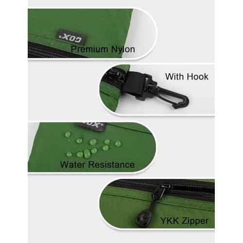 GOX Travel Toiletry Bag Carry On Zipper Pouch Cosmetic Kit Makeup Digital Bag Water Repellent Nylon (Blackish Green)