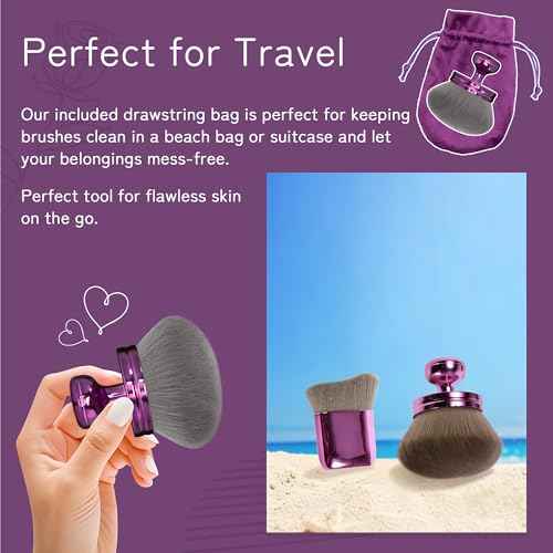 Blend & Blur Extra Large Body Makeup Brush for Self Tanner,Leg Makeup & Bronzer Self Tan Applicator, 3.2inch Wide Round Head Kabuki Brush For Application with Drawstring Bag (Purple) (Purple2)