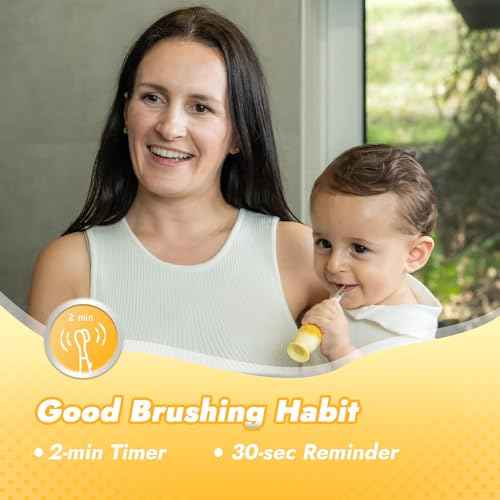 Papablic Toddler Sonic Electric Toothbrush Kids for Ages 1-3 Years, Baby Electric Toothbrush with Cute Rabbit Cover and Smart LED Timer, 2 Brush Heads (Bunny)