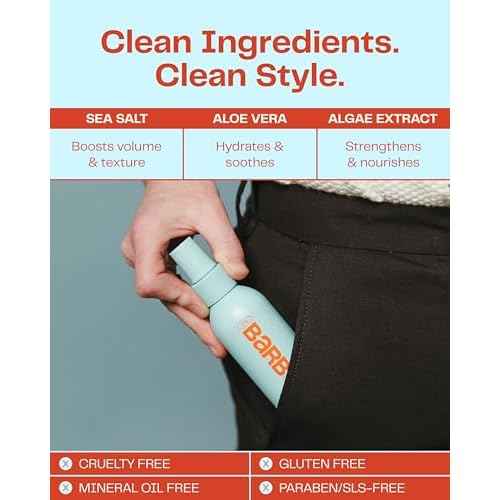 Barb Sea Salt Spray for Hair - Texturizing Beach Wave Spray for Thin and Thick Hair - Soft Matte Finish, Light Hold - Original Scent - 4 oz