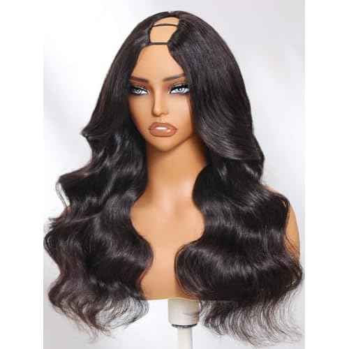 Beauty Forever Small Cap V Part Wig Body Wave Human Hair No Leave Out No Glue No Gel Upgraded U Part Wigs For Women,10A Grade Wear And Go Beginner Friendly150% Density Natural Color 16 Inch