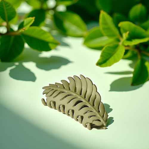 Hair Clip, 1Pc Green Leaf-shaped Hair Clip with Many Teeth, Big Claw Clips, 3.5 Inch, Non slip Leaves Hair Catch Barrette Jaw Clamp Hairpins for Women Girls, Hair Accessories