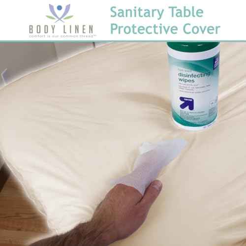 Body Linen Massage Table Cover - Reusable Barrier with Wipe Clean Surface. Waterproof PUL Material, Machine Washable. Protects Massage Table, Warmer and Pad - 1 Pack - Natural