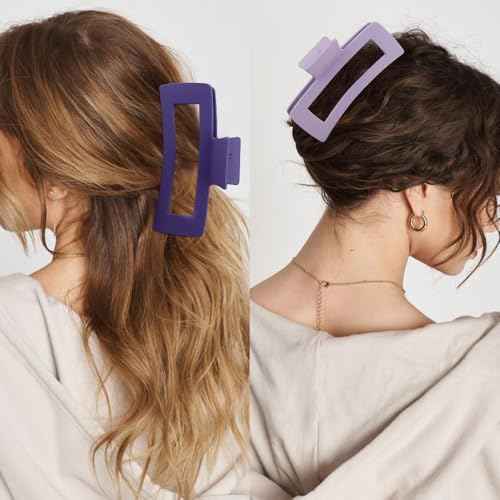 Ahoney 5 Inch Extra Large Claw Clips Big Hair Clips for Thick Long Hair, XL Giant Claw Clip Strong Hold Oversized Clip, Matte Banana Jumbo Jaw Clips, Hair Accessories for Women (Purple)